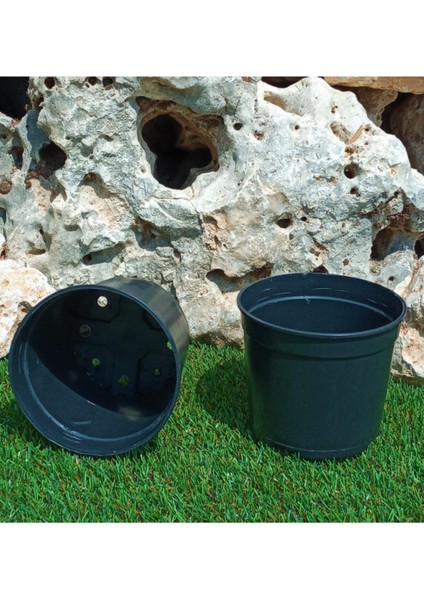 Elite Siyah Üretim Saksısı 1 Lt 15 Adet Yuvarlak Saksı Çiçek Saksısı Plastik Saksı Yetiştirme Saksısı 1 Adet