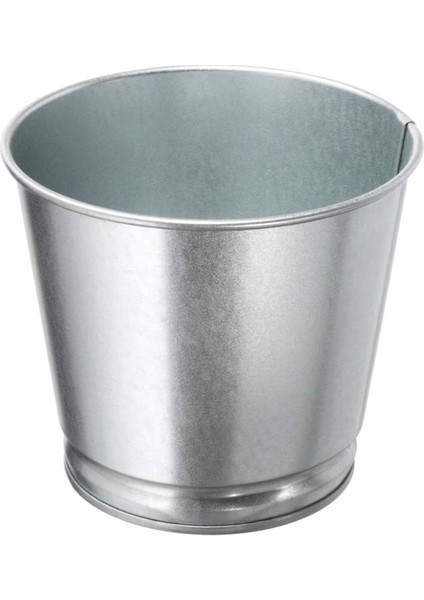 Elite Galvanizli Gümüş Renk Saksı Bitki Çiçek Saksısı 9 cm Çelik Gri Saksı 1 Adet