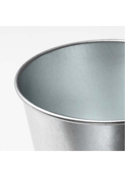 Elite Galvanizli Gümüş Renk Saksı Bitki Çiçek Saksısı 9 cm Çelik Gri Saksı 1 Adet