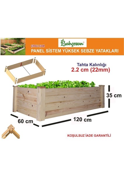 Elite Ahşap Sebze Tarhı/yükseltilmiş Bahçe Yatağı/çıralı Çam 60X120X35 1 Adet