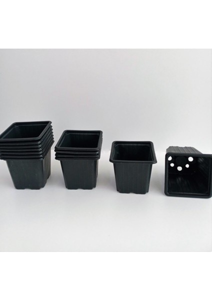 Elite Kare Saksı 9X9X8 cm 35 Adet Kare Vakum Saksı Üretim Saksısı Siyah Saksı Fide Tohum Ekim Saksısı 1 Adet