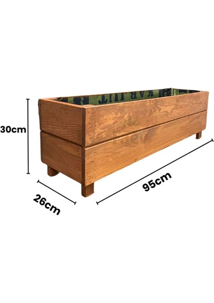 Elite Dış Mekan Ahşap Saksı Hazır Kurulu 95CM x 26CM Yükseklik 30CM 1 Adet