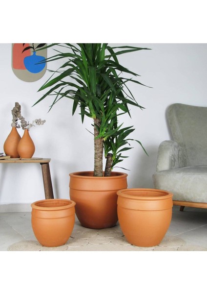 Elite Antik Model Çömlek Saksı Ham Toprak H:30CM-ÇAP:33CM 1 Adet