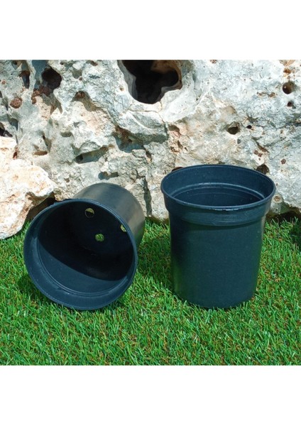 Elite Siyah Üretim Saksısı 0,7 Lt 50 Adet Yuvarlak Saksı Çiçek Saksısı Plastik Saksı Yetiştirme Saksısı 1 Adet