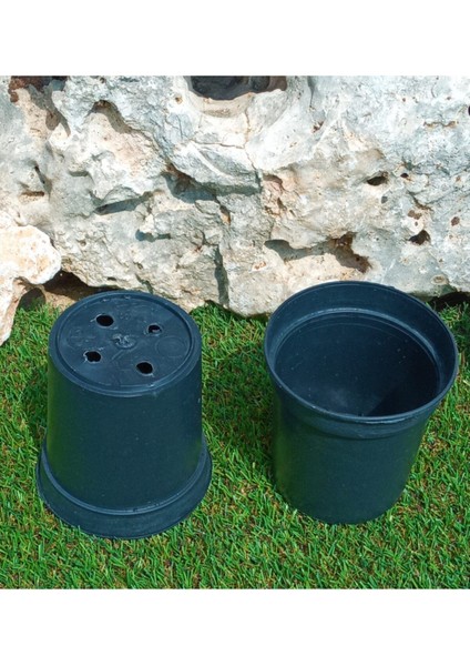 Elite Siyah Üretim Saksısı 0,7 Lt 50 Adet Yuvarlak Saksı Çiçek Saksısı Plastik Saksı Yetiştirme Saksısı 1 Adet