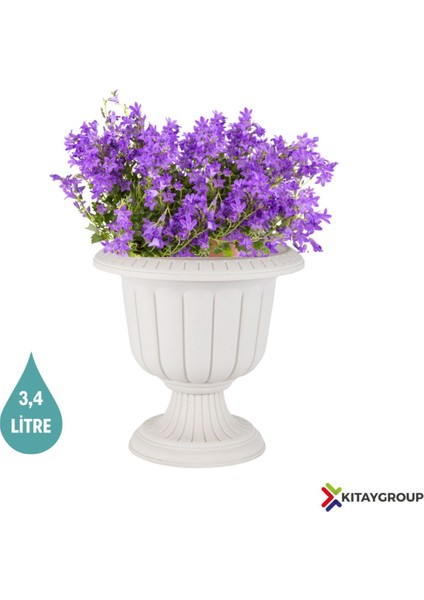 Elite Nergiz Dekoratif Dekoratif Salon Saksı 4 Litre Kırık Beyaz 1 Adet