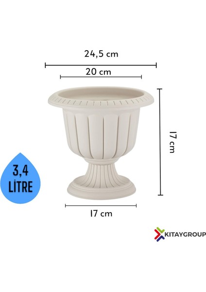 Elite Nergiz Dekoratif Dekoratif Salon Saksı 4 Litre Kırık Beyaz 1 Adet fiyatları