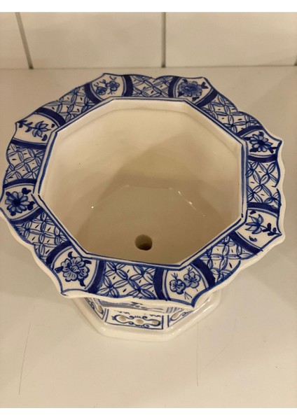 Elite Bleu Blanc Köşeli Mini Saksı 1 Adet