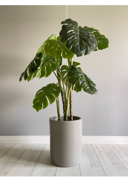 Elite 40LITRE Silindir Saksı Tabaklı YÜKSEKLIK:40CM ÇAP:33CM Granit Renk 1 Adet
