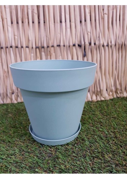 Elite Saksı 2 Adet 1.7 Lt Yeşil Renk Tabaklı Saksı Çiçek Saksısı Plastik Saksı Yalı Saksı 1 Adet