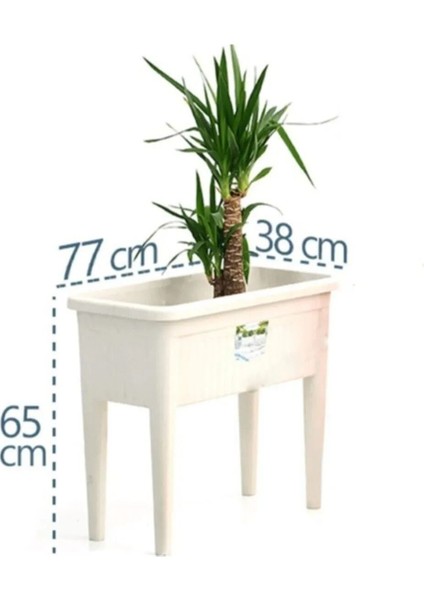 Elite Ayaklı Çit Bahçe Saksısı 60 Litre Krem 1 Adet modelleri