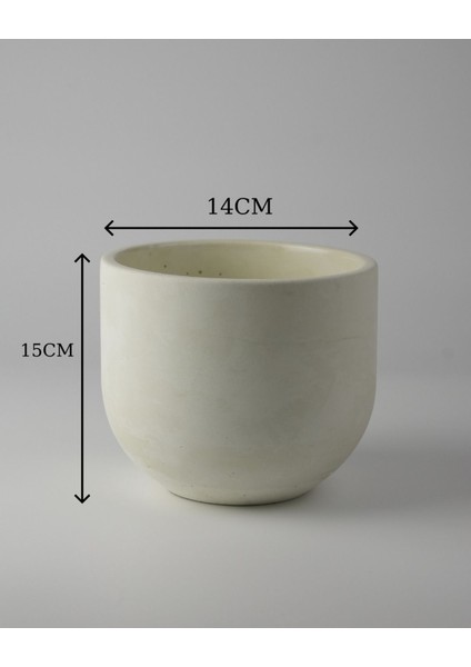 Elite Dekoratif Beton Saksı - Orta Boy Yuvalak - 15X14CM 2l 1 Adet