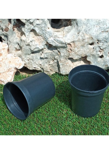Elite Siyah Üretim Saksısı 0,7 Lt 25 Adet Yuvarlak Saksı Çiçek Saksısı Plastik Saksı Yetiştirme Saksısı 1 Adet