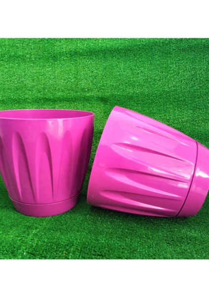 Elite Papatya Saksı 6 Litre 2 Adet Vişne Renk Bahçe Saksı Renkli Çiçek Saksısı Yuvarlak Çiçek Saksısı 1 Adet
