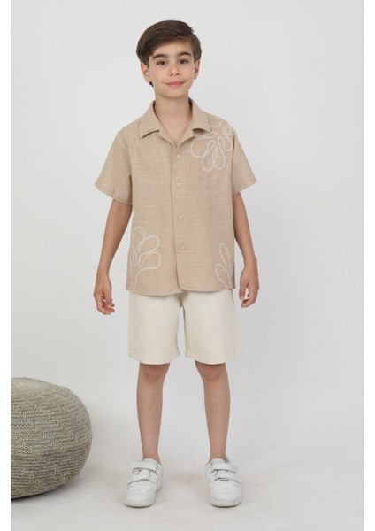 Erkek Kaktüs Desenli Şortlu Takım