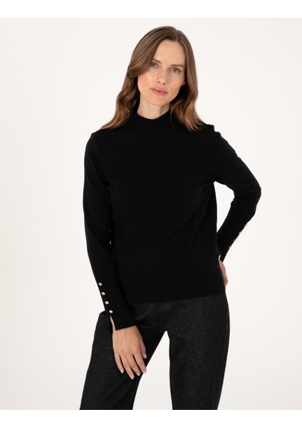 Kadın Siyah Slim Fit Basic Kazak 50310887-VR046 modelleri