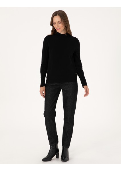 Kadın Siyah Slim Fit Basic Kazak 50310887-VR046 fırsatları