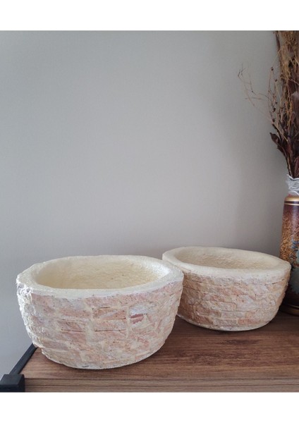 Elite Doğal Taş Kaplı Beton Saksı (19X9CM) 1 Adet