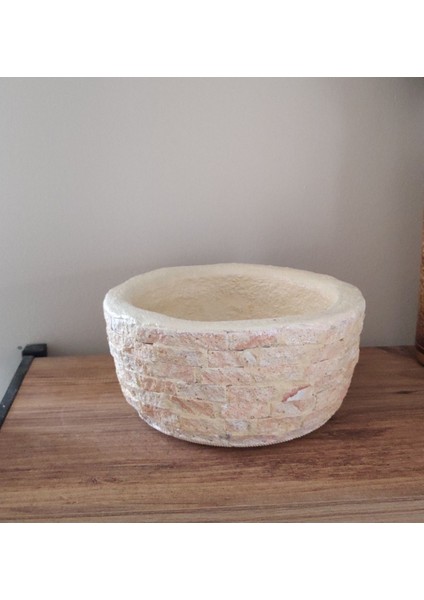 Elite Doğal Taş Kaplı Beton Saksı (19X9CM) 1 Adet
