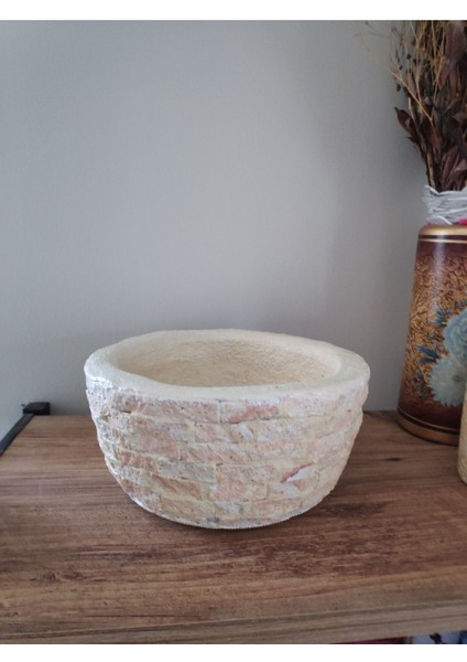 Elite Doğal Taş Kaplı Beton Saksı (19X9CM) 1 Adet