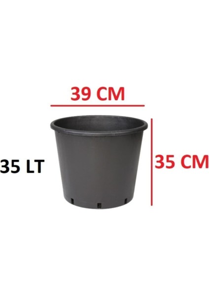 Elite Üretim Saksısı 35 Lt 10 Adet Siyah Saksı Çiçek Saksısı Plastik Saksı Yuvarlak Saksı Fidan Saksısı 1 Adet