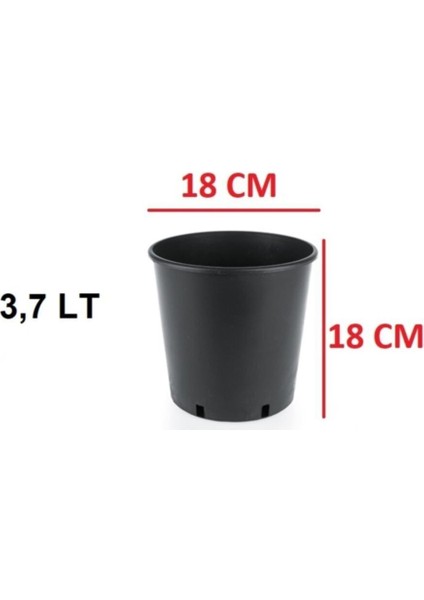 Elite Üretim Saksısı 3,7 Lt 5 Adet Siyah Saksı Çiçek Saksısı Plastik Saksı Yuvarlak Saksı Fidan Saksısı 1 Adet