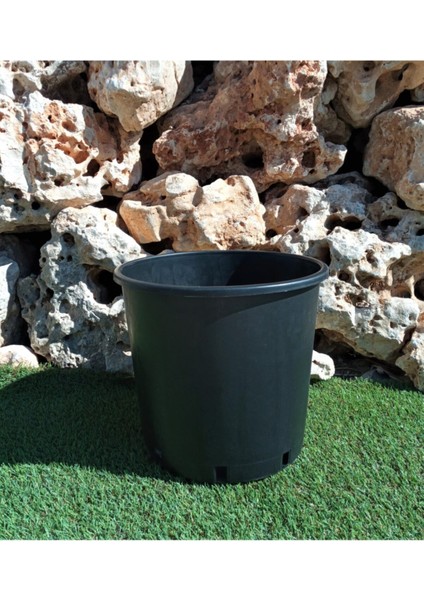 Elite Siyah Üretim Saksısı 12 Lt 2 Adet Yuvarlak Saksı Çiçek Saksısı Plastik Saksı Yetiştirme Saksısı 1 Adet
