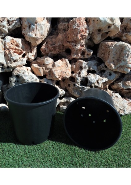 Elite Siyah Üretim Saksısı 12 Lt 2 Adet Yuvarlak Saksı Çiçek Saksısı Plastik Saksı Yetiştirme Saksısı 1 Adet