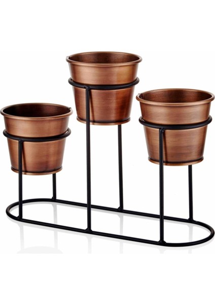 Elite Saksı 3 Lü Set - Bakır 1 Adet