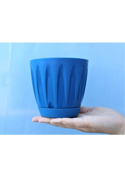Elite Dekoratif Saksı 0.7 Lt 3 Adet Mavi Papatya Saksı Renkli Saksı Tabaklı Saksı Plastik Saksı 1 Adet fiyatları