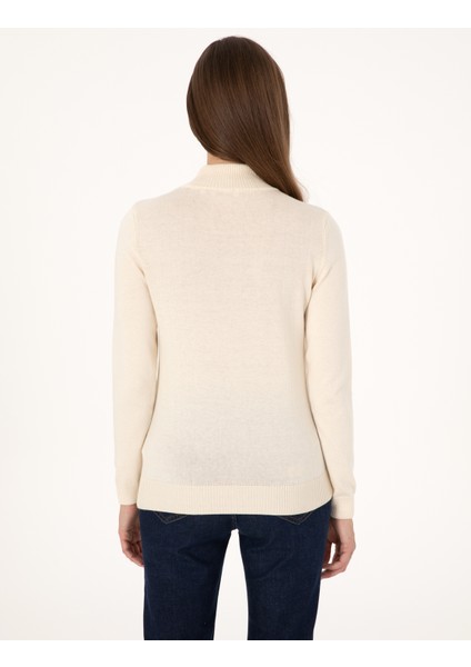 Kadın Ekru Slim Fit Basic Kazak 50315768-VR019 indirimleri