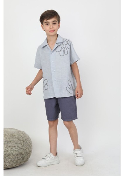 Erkek Kaktüs Desenli Şortlu Takım