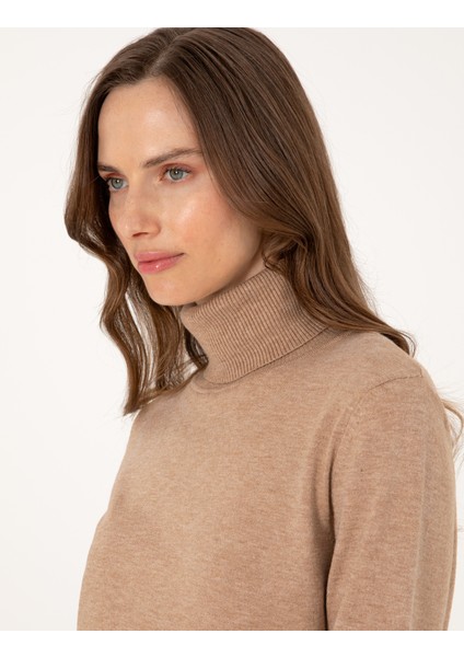 Kadın Bej Slim Fit Basic Kazak 50310886-VR011 fiyatları