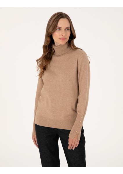 Kadın Bej Slim Fit Basic Kazak 50310886-VR011 modelleri