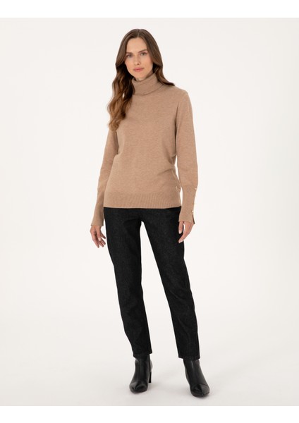 Kadın Bej Slim Fit Basic Kazak 50310886-VR011 fırsatları