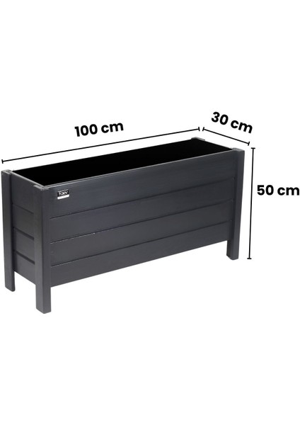 Elite Ahşap Dış Mekan Saksısı Dekoratif Saksı Büyük Boy Hazır Kurulu 100CM x 30CM Yükseklik 50CM 1 Adet