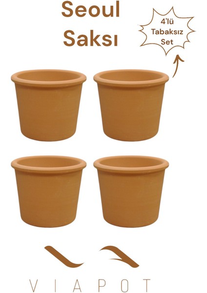 Elite Seoul Toprak Saksı Delikli Tabaksız 4 Adet 12X9,5CM 400ML 1 Adet