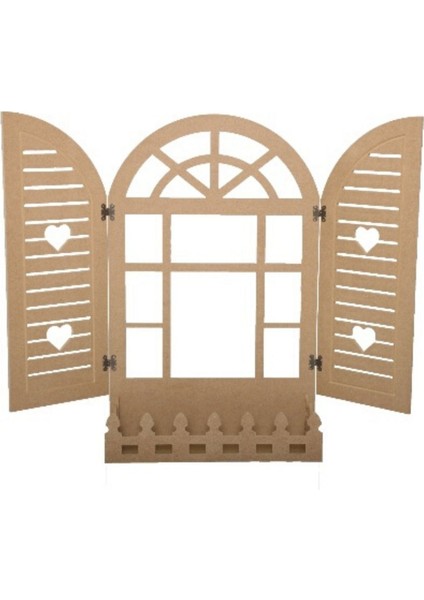 Elite Ahşap Pencere Panjur Çiçeklik Saksı Dekor (105CMX80CM) 1 Adet