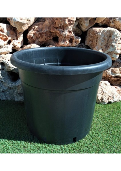 Elite Siyah Üretim Saksısı 195 Lt 1 Adet Yuvarlak Saksı Çiçek Saksısı Plastik Saksı Yetiştirme Saksısı 1 Adet