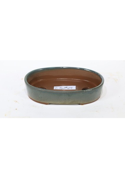 Elite Oval Bonsai Saksısı Japon No-11-Sırlı Su Yeşili (16 Cm) 1 Adet