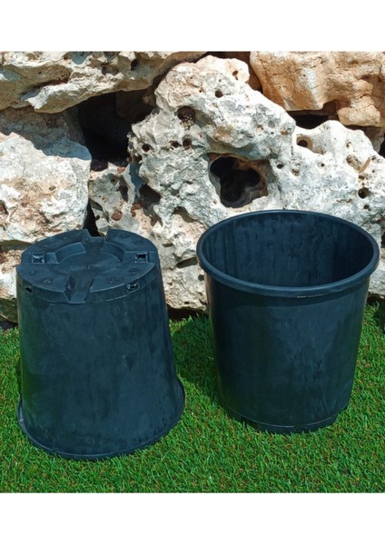 Elite Siyah Üretim Saksısı 3,7 Lt 10 Adet Yuvarlak Saksı Çiçek Saksısı Plastik Saksı Yetiştirme Saksısı 1 Adet