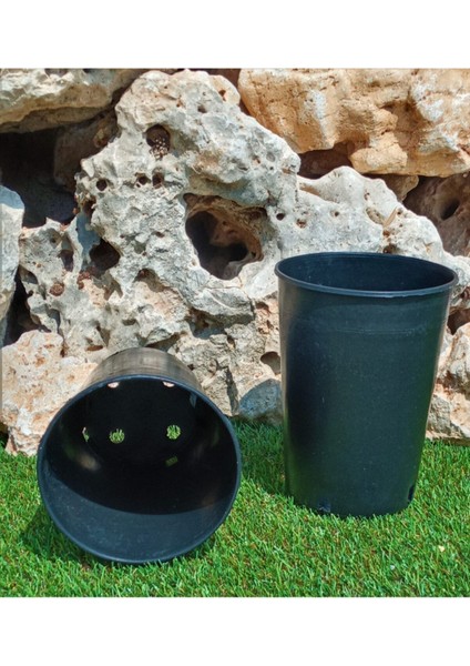 Elite Siyah Üretim Saksısı 2,7 Lt 10 Adet Yuvarlak Saksı Çiçek Saksısı Plastik Saksı Yetiştirme Saksısı 1 Adet