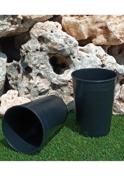 Elite Siyah Üretim Saksısı 2,7 Lt 10 Adet Yuvarlak Saksı Çiçek Saksısı Plastik Saksı Yetiştirme Saksısı 1 Adet