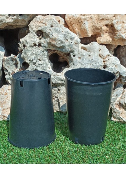Elite Siyah Üretim Saksısı 2,7 Lt 10 Adet Yuvarlak Saksı Çiçek Saksısı Plastik Saksı Yetiştirme Saksısı 1 Adet