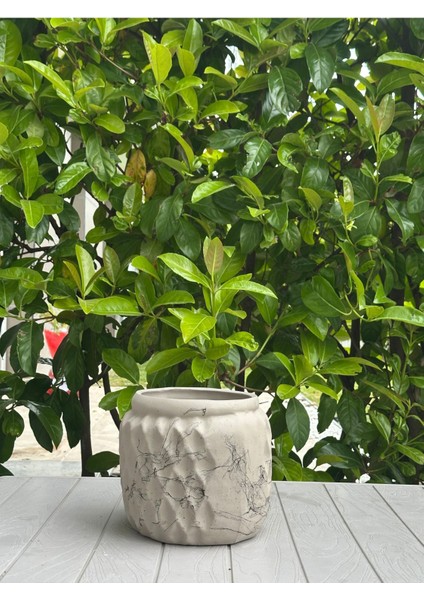 Elite Mermer Desenli Bitki Saksı Vazo Modern Tasarım 18 cm Yükseklik 16CM Çap (1 Adet) 1 Adet