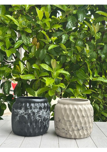 Elite Mermer Desenli Bitki Saksı Vazo Modern Tasarım 18 cm Yükseklik 16CM Çap (1 Adet) 1 Adet fırsatları