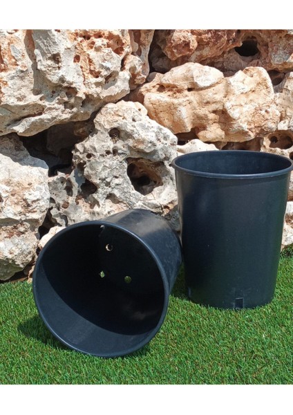 Elite Siyah Üretim Saksısı 6,4 Lt 5 Adet Yuvarlak Saksı Çiçek Saksısı Plastik Saksı Yetiştirme Saksısı 1 Adet