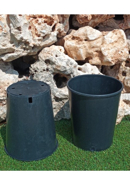 Elite Siyah Üretim Saksısı 6,4 Lt 5 Adet Yuvarlak Saksı Çiçek Saksısı Plastik Saksı Yetiştirme Saksısı 1 Adet