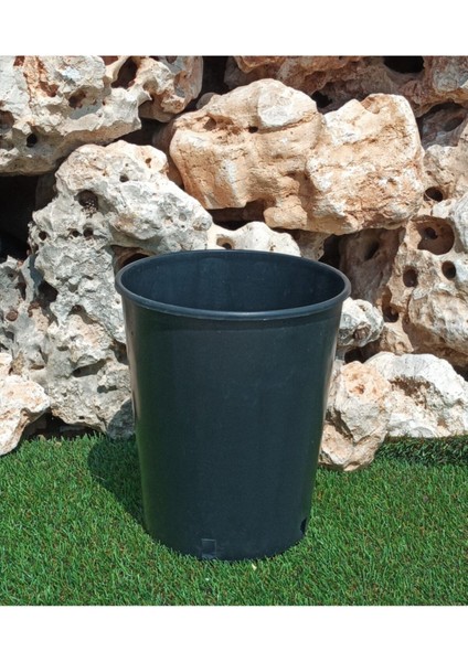 Elite Siyah Üretim Saksısı 6,4 Lt 5 Adet Yuvarlak Saksı Çiçek Saksısı Plastik Saksı Yetiştirme Saksısı 1 Adet