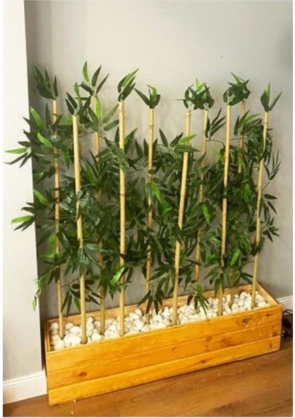 Elite 1 mt Boy Yapay Bambu Ağacı Ahşap Çam Fırınlanmış Lambiri Saksıda Bamboo Çiçek 1 Adet